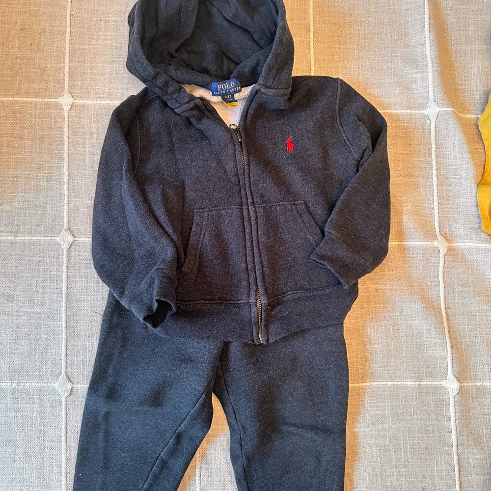 Polo by Ralph Lauren Kids Gray Hoodie and Jogger Set 3T